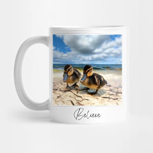 Believe - Digitalart Baby Ducks On A Sandy Beach Mug